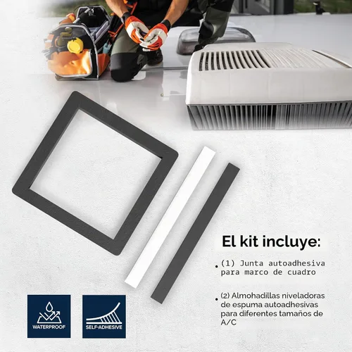 Vista 3 de Camco 25071 14" x 14" Aire acondicionado universal para techo Juego de Juntas Cuenta con un sello de compresión impermeable, junta de marco