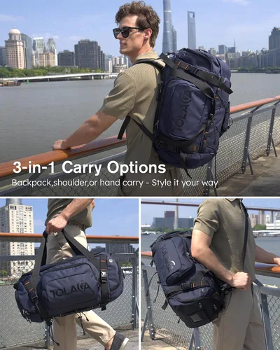 Vista 3 de Tolaccea Bolsa de gimnasio para hombres y mujeres, mochila de 40 litros para viajes y deportes con compartimento para zapatos, bolsillo húmedo