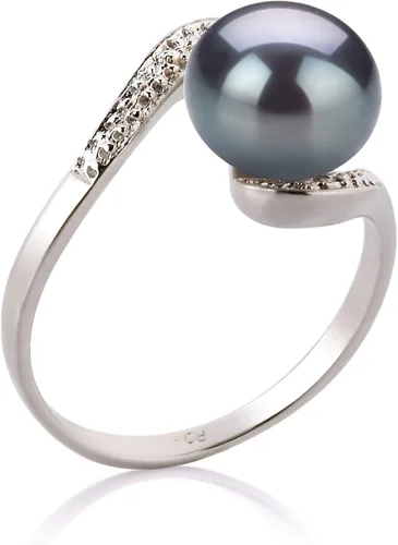 Vista 5 de Chantel - Anillo de perlas cultivadas de plata de ley 925 de 9 a 0.394in, color negro