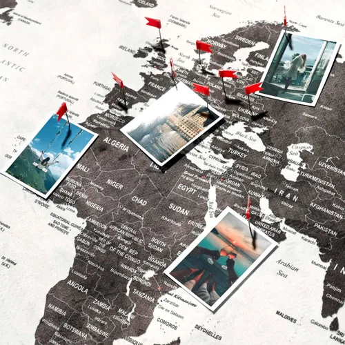 Vista 4 de Mapa del mundo XXL de 51 x 28 pulgadas, forro polar para colgar en la pared como tablero de pasador de viaje en diseño moderno de arte de pared, 20