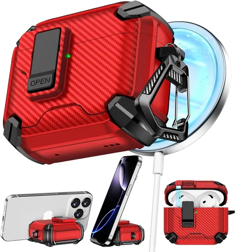 Vista 44 de Pohgelan - Funda compatible con AirPods Pro 2ª/1ª (verde) Cerradura magnética automática con kit de limpieza, compatible con Magsafe