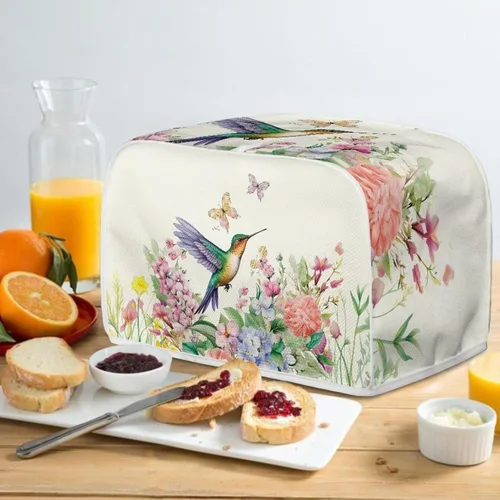 Vista 4 de Cubiertas para tostadora de pájaros y mariposas, 2 rebanadas, cubiertas de electrodomésticos pequeños de cocina, impermeables, protectores