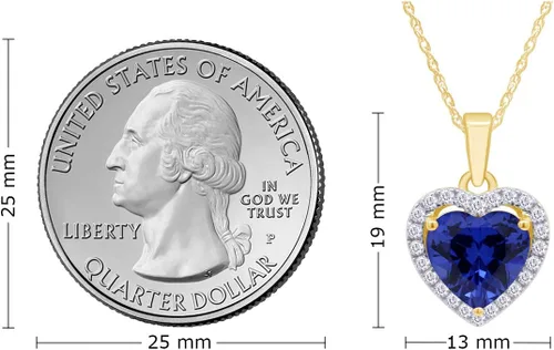 Vista 6 de Corazón simulado zafiro azul & blanco Topacio CZ Collar con Colgante