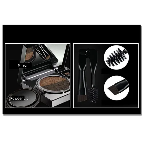 Vista 5 de 2 colores impermeable cojín de aire para cejas crema en polvo maquillaje con doble 2 cepillos de cejas (conjunto de cejas oscuras)