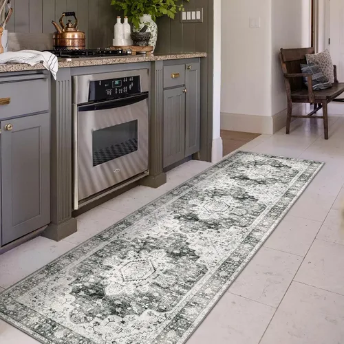Vista 33 de Moynesa Alfombra ultra fina lavable de 2 x 3 pies, alfombra pequeña de cocina para entrada, interior, antideslizante, tapete vintage para puerta