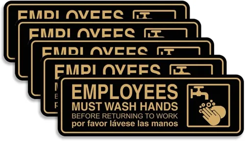 Vista 37 de Standard Employees Must Wash Hands - Letrero para puerta/pared, color negro, pequeño
