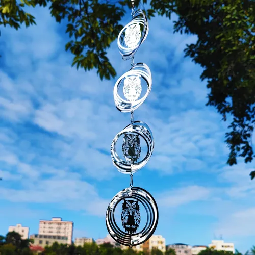 Vista 4 de DJUAN - Juego de 12 discos de miedo de búho y pájaro brillante para decoración de jardín al aire libre Stainless Steel Bird Reflectors, bird