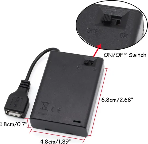 Vista 4 de OPSFALCON Soporte para 3 pilas AA, 3 cajas de batería AA, 3 cajas de soporte de batería AA de 1.5 V con interruptor de encendido/apagado y cubierta