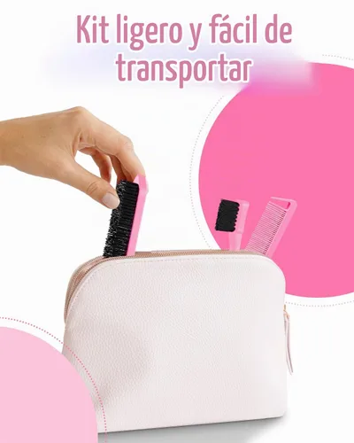 Vista 7 de Cepillo para alisar el cabello hacia atrás, cepillo de borde, set de peines y accesorios para el cabello 3 piezas, peine de cola de ratón
