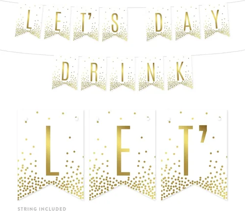 Vista 16 de Andaz Press Decoraciones divertidas de pancarta con diseño de confeti dorado metálico sobre blanco para fiestas de jubilación, la aventura comienza