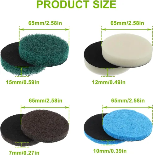 Vista 2 de Juego de 16 piezas de almohadillas de limpieza eléctricas para cepillo de limpieza Dremel Versa: 4 almohadillas de espuma, 4 alfombrillas de cocina