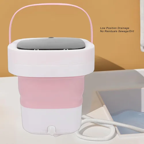 Vista 5 de HURRISE Mini máquina de lavandería, máquina de lavandería plegable de 14 litros con 3 modos de limpieza profunda, para ropa interior, calcetines