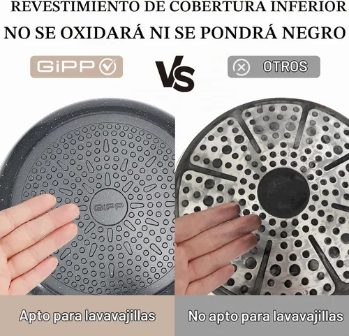 Vista 8 de GiPP Juego de sartenes antiadherentes de cerámica, mango extraíble, apto para lavavajillas y horno, sartenes antiadherentes con mango desmontable