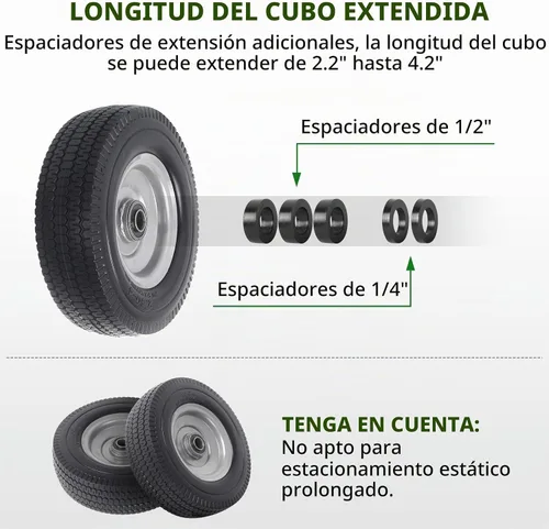 Vista 6 de AR-PRO Paquete de 2 unidades de repuesto de rueda sólida de 8 pulgadas, neumático y rueda sin planos de 2.50-4 pulgadas con rodamientos 5/8