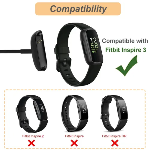 Vista 2 de Nisyctk Cargador para Fitbit Inspire 3, cable de carga USB de repuesto para Fitbit Inspire 3 (3.3 pies/3.3 ft) (1)