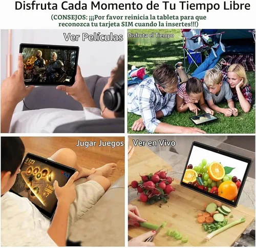 Vista 6 de PRITOM Tableta de teléfono Android 13 de 10 pulgadas con ranura SIM, 64 GB Quad Core, pantalla táctil IPS, cámara trasera de 8 MP WiFi GPS Bluetooth