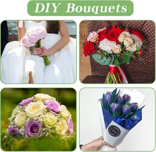 Vista 4 de DLUGOPIS Cubiertas de tallo de 1/4 de pulgada para ramos de flores artificiales de 12 pulgadas, para ramo de centros de mesa de boda (verde)