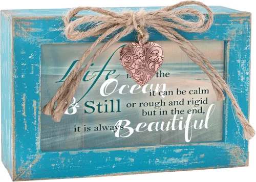 Vista 4 de Cottage Garden Caja de música Life Like Ocean Beautiful Calm Still Teal Distressed Jewelry Music Box Plays Wonderful World