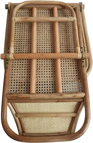 Vista 6 de Silla plegable ajustable de ratán de 4 engranajes, silla de playa plegable, para sala de estar, tatami para el hogar y la oficina