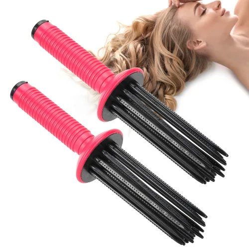 Vista 7 de Rizador de pelo profesional 17 dientes peine rizador de pelo peine antideslizante rizado levantador de pelo herramienta portátil rizador varita