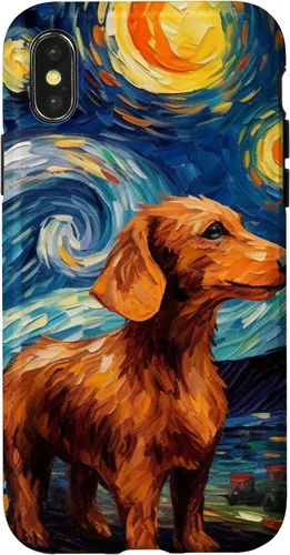 Vista 5 de Carcasa para iPhone 16 Dachshund Dog Starry Night Van Gogh Dachshund