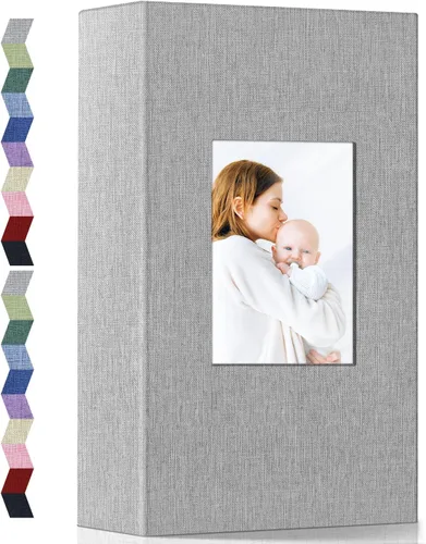 Vista 30 de popotop - Álbum de fotos 4x6 con 100 fotos, libros de fotos con 100 bolsillos verticales, cubierta de lino, álbumes para fotos familiares, de boda