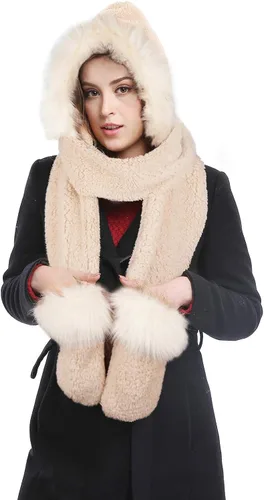 Vista 3 de Bellady Bufanda cálida con capucha para invierno, bufanda para la cabeza, calentador de cuello, gorro con capucha