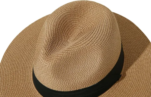 Vista 21 de Lanzom - Sombrero de paja playero para mujer, de ala ancha, plegable, estilo Fedora, UPF50+