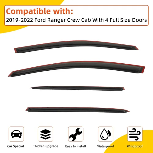 Vista 6 de Protectores de lluvia compatibles con Chevy/GMC C/K Extended Cab 1988