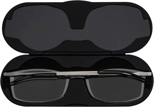 Vista 2 de ThinOptics Frontpage - Gafas de lectura para computadora con bloqueo de luz azul y funda de aluminio Milano, Rectángulo/tortuga