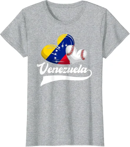 Vista 25 de Camiseta de béisbol venezolana con diseño de corazón y bandera de Venezuela, Negro