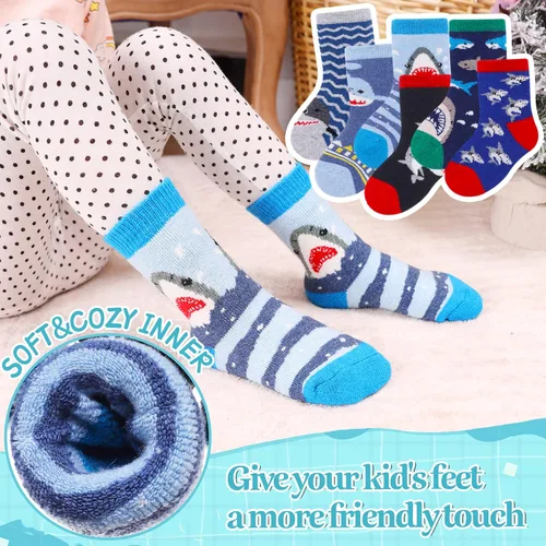 Vista 2 de Eocom 6 pares de calcetines de invierno cálidos de lana para niños y niñas