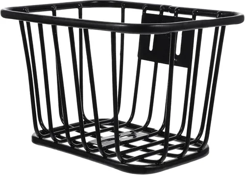 Vista 4 de Cesta de manillar de bicicleta para niños, cesta de bicicleta de hierro desmontable con diseño hueco para niños, fácil instalación