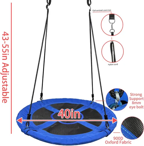 Vista 2 de Columpio de árbol de 40 pulgadas para niños, capacidad de peso de 900 libras, con correas ajustables para colgar, para interiores y exteriores