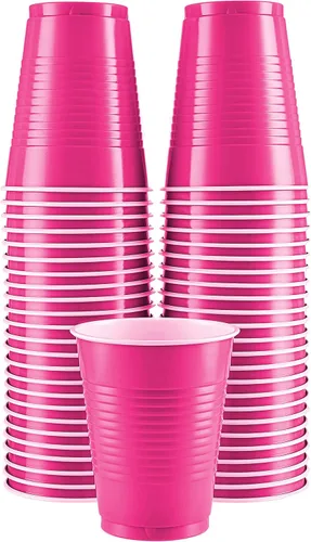 Vista 19 de Amcrate Vasos desechables, vasos de plástico negros de 18 onzas, fuertes y resistentes para bodas, Navidad, Halloween, paquete de 50