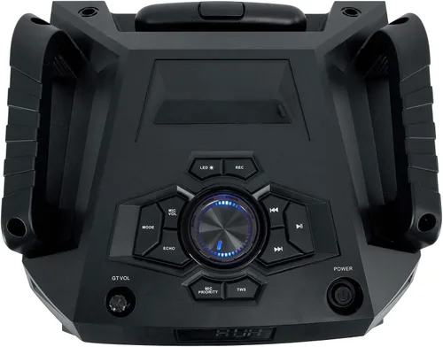 Vista 5 de Rockville Rockngo 800 - Altavoz Bluetooth portátil de 10 pulgadas, luces LED, ruedas, prioridad de micrófono, para fiestas y eventos al aire libre