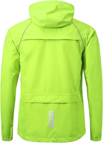 Vista 3 de BERGRISAR Chaqueta de lluvia de ciclismo para hombre, impermeable, rompevientos, chaqueta de bicicleta, capucha para correr, abrigo de lluvia