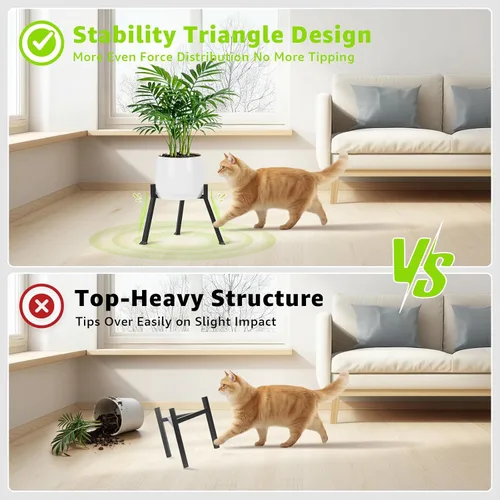 Vista 4 de Soporte de metal para plantas para interiores y exteriores, soporte de metal antioxidante, soportes de esquina estables para macetas de 5.9 a 8.7