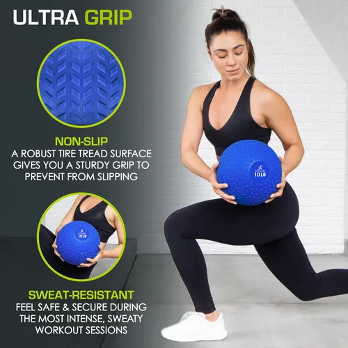 Vista 3 de ProsourceFit Slam Medicine Balls 5, 10, 15, 20, 25, 30, 50lbs Smooth and Tread Textured Grip Dead Weight Balls for Strength and Conditioning