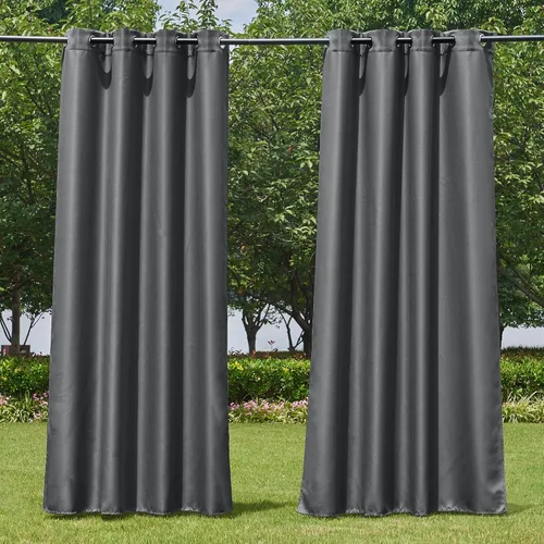 Vista 163 de NICETOWN Cortina para Exteriores para Patio Impermeable de 84 Pulgadas de Ancho, Aislamiento Térmico con Ojales Antioxidantes Bloqueo UV Cortina