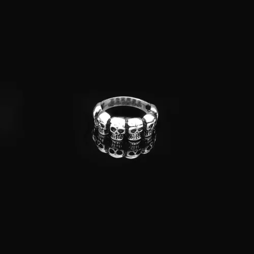 Vista 2 de Skulls Handmade Sterling Silver Men, Fidget Ring Men, Gothic Biker Ring, Spinner Ring Men, Gift for Halloween