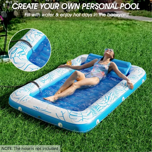 Vista 2 de Jasonwell - Flotador inflable para piscina, 4 en 1, almohadilla para tomar sol para adultos, relajarse en la piscina, flotador lleno de juguetes