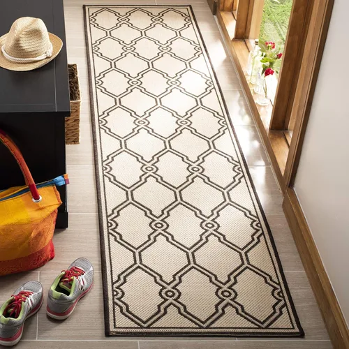 Vista 25 de SAFAVIEH Alfombra lavable para exteriores Linden Collection – Alfombra de pasillo de 2.2 x 8 pies, color crema y aguamarina, no desprende pelusa