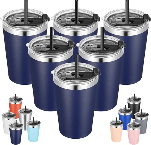 Vista 13 de VEGOND - Vaso térmico de acero inoxidable de 12 onzas con aislamiento al vacío de doble pared, vaso para viaje con tapa y pajita reutilizable Negro
