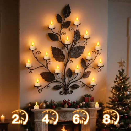 Vista 4 de SoulBay Velas de té recargables con control remoto, 12 piezas de velas LED sin llama parpadeantes con temporizador y cable de carga USB, sin