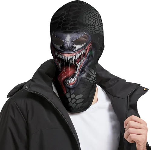 Vista 2 de Obacle Máscara de calavera para Halloween, máscara de cara completa, pasamontañas para invierno y clima frío