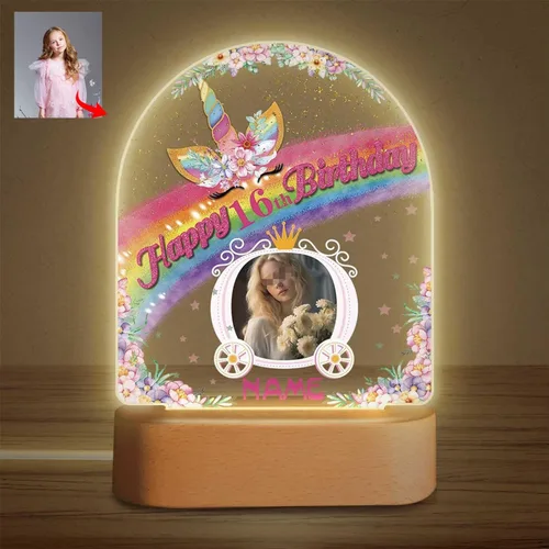 Vista 13 de Regalos de cumpleaños personalizados, lámpara de luz nocturna LED acrílica, placa de bola de cristal, nombre de foto personalizado, regalos