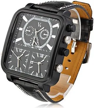 Vista 2 de Soleasy Argus Panoptes WTH1007 - Reloj de pulsera analógico de cuarzo con esfera cuadrada de triple movimiento para hombre, Moderno