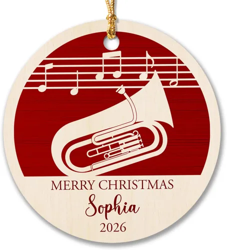 Vista 15 de Adorno de Navidad de instrumento musical de acordeón, nombre personalizado y adorno de año para acordeonista, regalo de profesor de música