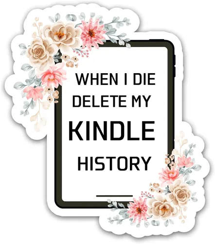 Vista 2 de 314PI 3 calcomanías minimalistas impermeables de vinilo negro con texto en inglés "When I Die Delete My Kindle History" para laptop, teléfono